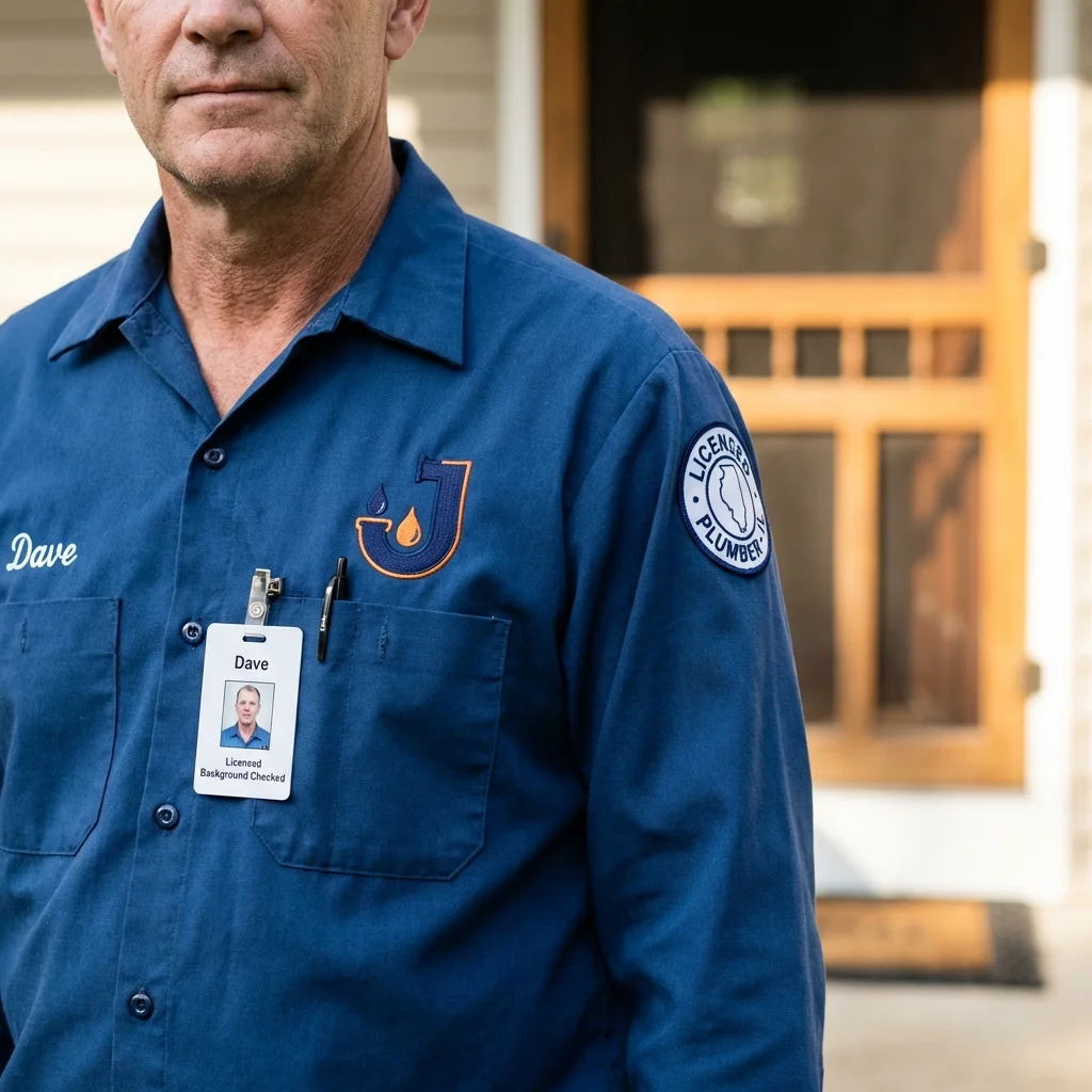 Licensed plumber showing ID badge in Wickenburg, AZ