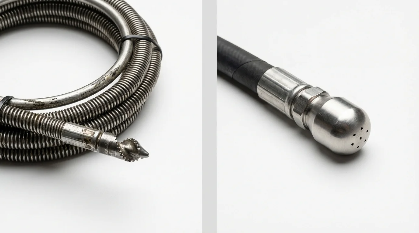 Drain snake cable and hydro jetting nozzle used for drain cleaning in Wickenburg, AZ